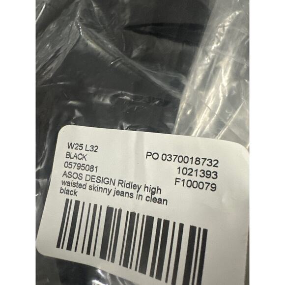 ASOS DESIGN Ridley High Waisted Skinny Jeans in Clean Black - W25 L32 - NWT - Picture 2 of 2